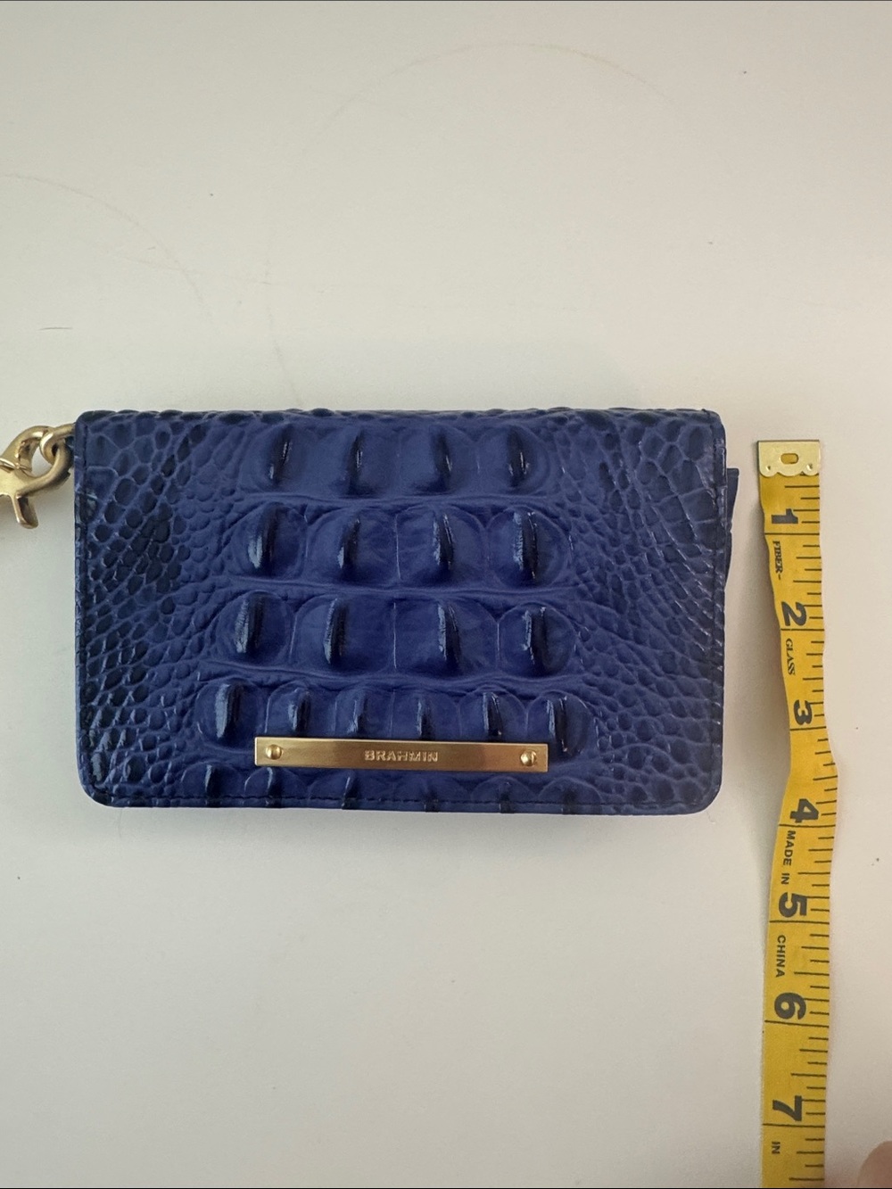 Brahmin Navy Embossed Croc Leather Wristlet with Gold Hardware - Picture 7 of 7